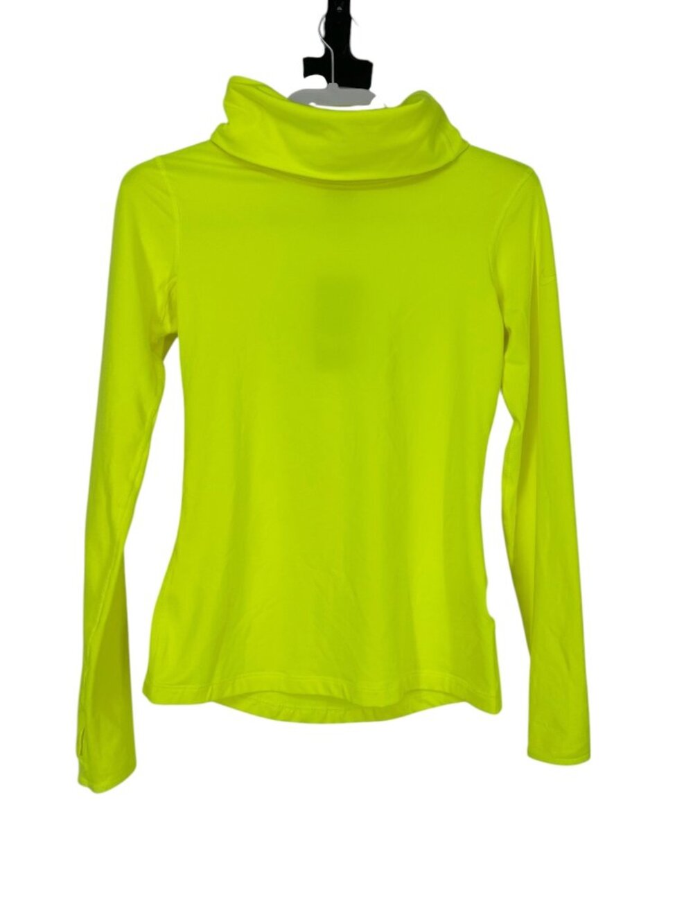 Nike Pro Shirt Small Volt Green Fleece Cowl Neck Dri-Fit Athletic Fitness Top